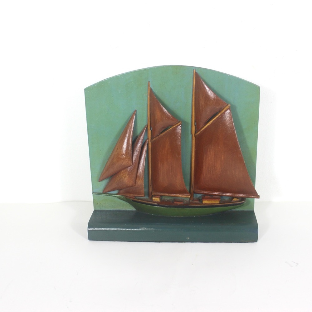 Vintage Wood Folk Art Grenfell Clipper Ship Schooner Diorama